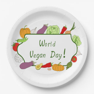 World Vegetarian Day Minimalist Cute Paper Plate