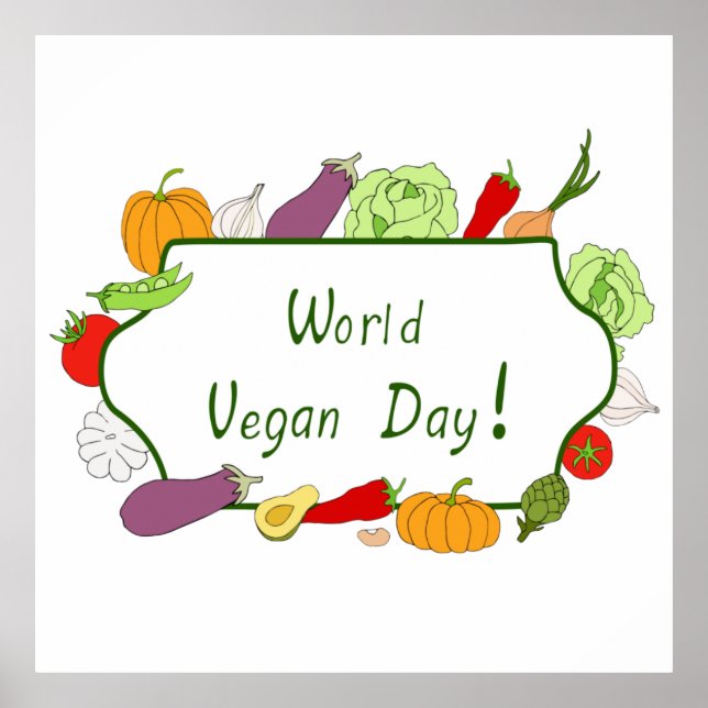 World Vegetarian Day Minimalist Cute    Poster (Front)
