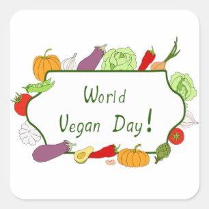 World Vegetarian Day Minimalist Cute     Square Sticker