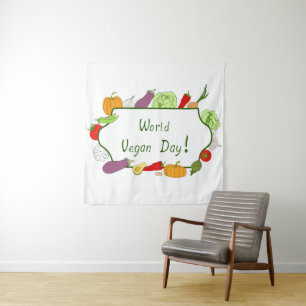 World Vegetarian Day Minimalist Cute    Tapestry