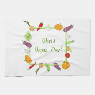 World Vegetarian Day Minimalist Cute     Tea Towel