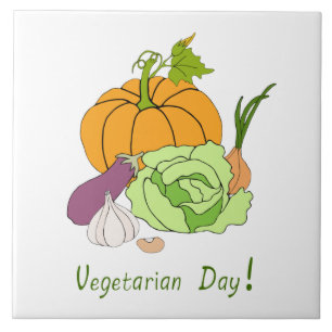 World Vegetarian Day Minimalist Cute Tile