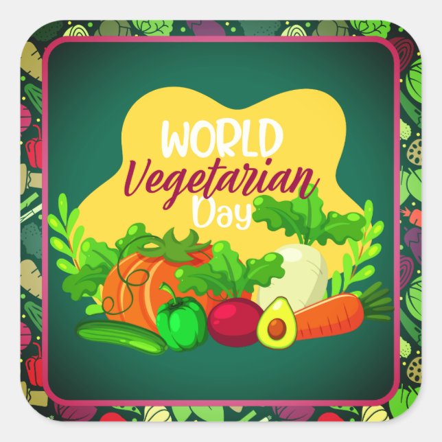 World Vegetarian Day Square Sticker (Front)