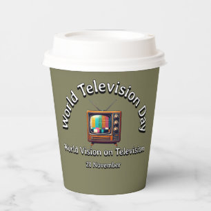 World Vision on Television. Television Day. Paper Cups