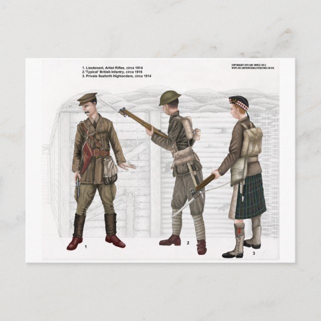 World War 1 British Infantry Postcard (Front)