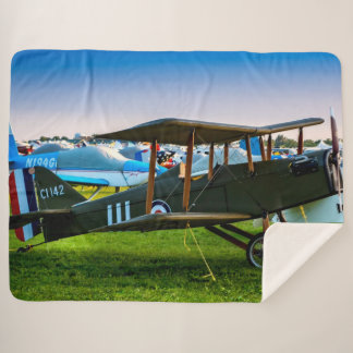 WORLD WAR 1 FIGHTER BI-PLANE SHERPA BLANKET