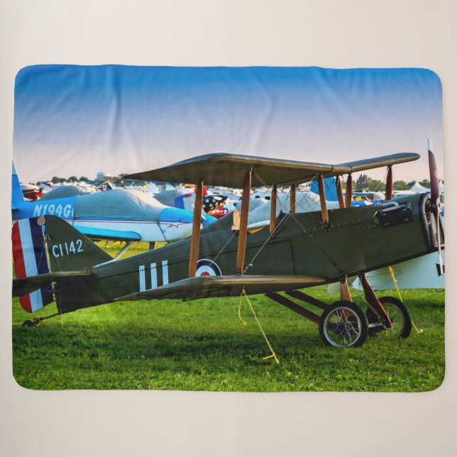 WORLD WAR 1 FIGHTER BI-PLANE SHERPA BLANKET (Front (Horizontal))