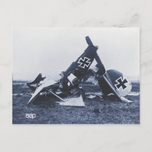 World War 1 Wreckage of a German plane Postcard