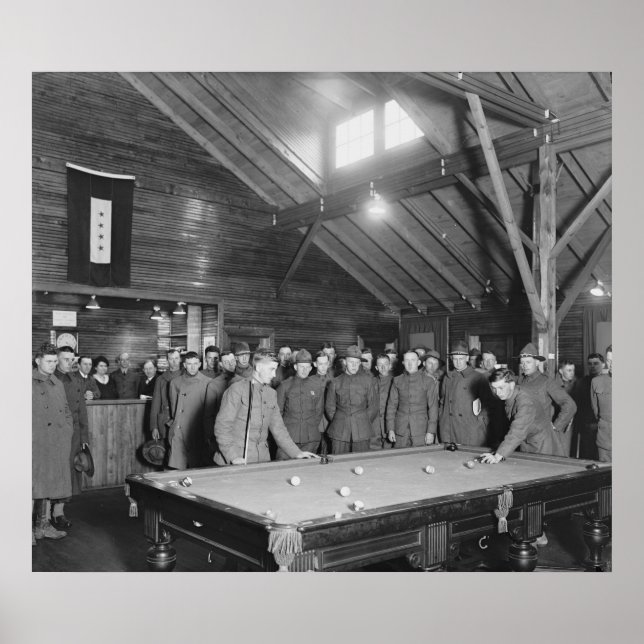 World War 1 YMCA Pool Hall, 1910s Poster (Front)