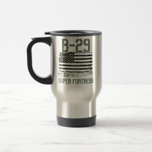 World War 2 Aircraft Blueprint WWII B29 Superfortr Travel Mug (Left)