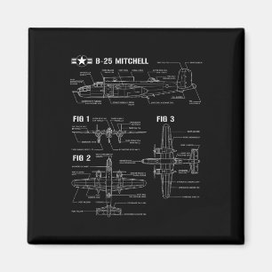World War 2 American Aircraft B-25 Mitchell Bomber Magnet