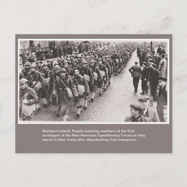 World War 2 American soldiers in Northern Ireland Postcard (Front)