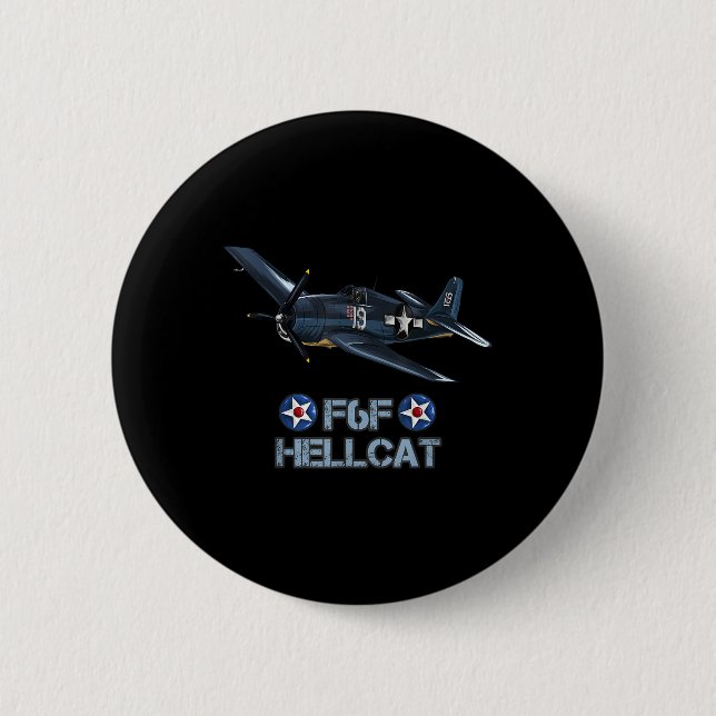 World War 2 F6f Hellcat Fighter Aeroplane  6 Cm Round Badge (Front)