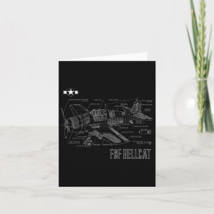 World War 2 F6f Hellcat Fighter Aeroplane Blueprin Card