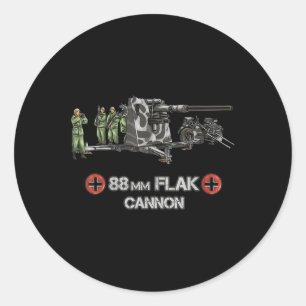 World War 2 German 88mm Flak Anti Tank Anti Aircra Classic Round Sticker