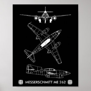 World War 2 German Aircraft Me 262 Fighter Jet  Poster