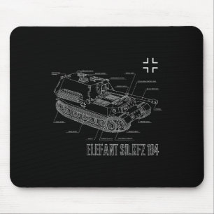World War 2 German Anti Tank Destroyer Elefant Blu Mouse Mat