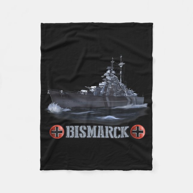 World War 2 German Battleship Bismarck  Fleece Blanket (Front)