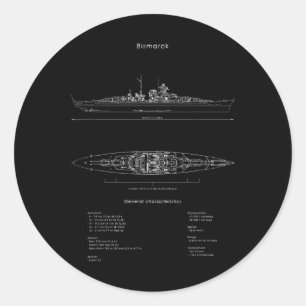 World War 2 German Bismarck Ship Model Ww2 Battles Classic Round Sticker