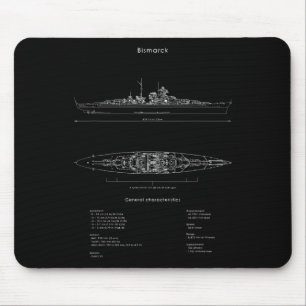 World War 2 German Bismarck Ship Model Ww2 Battles Mouse Mat