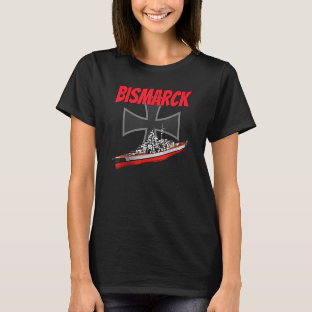 World War 2 German Bismarck Ship Model Ww2 Battles T-Shirt (Front)