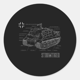 World War 2 German Tank Sturmtiger Blueprint Classic Round Sticker