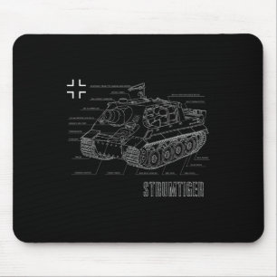 World War 2 German Tank Sturmtiger Blueprint  Mouse Mat