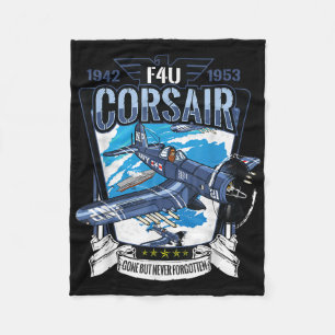 World War 2 Military Fighter Aircraft Wwii F4u Cor Fleece Blanket