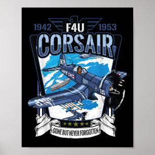 World War 2 Military Fighter Aircraft Wwii F4u Cor Poster