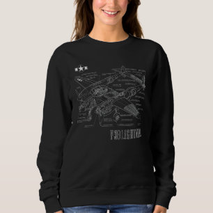 World War 2 P 38 Lightning Fighter Aeroplane Bluep Sweatshirt