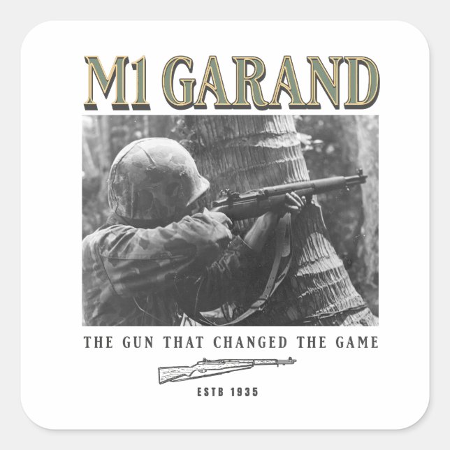 World War 2 Weapon M1 Garand Rifle Square Sticker (Front)