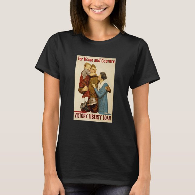 World War Era Classic Patriotic Soldier Hugging Hi T-Shirt (Front)