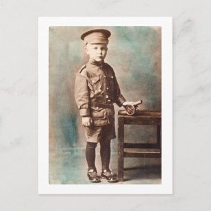 World War I Boy and Toy Cannon Hand Tinted Postcard