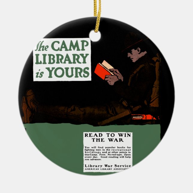 World War I Camp Library 1917 Military  Ceramic Tree Decoration (Front)