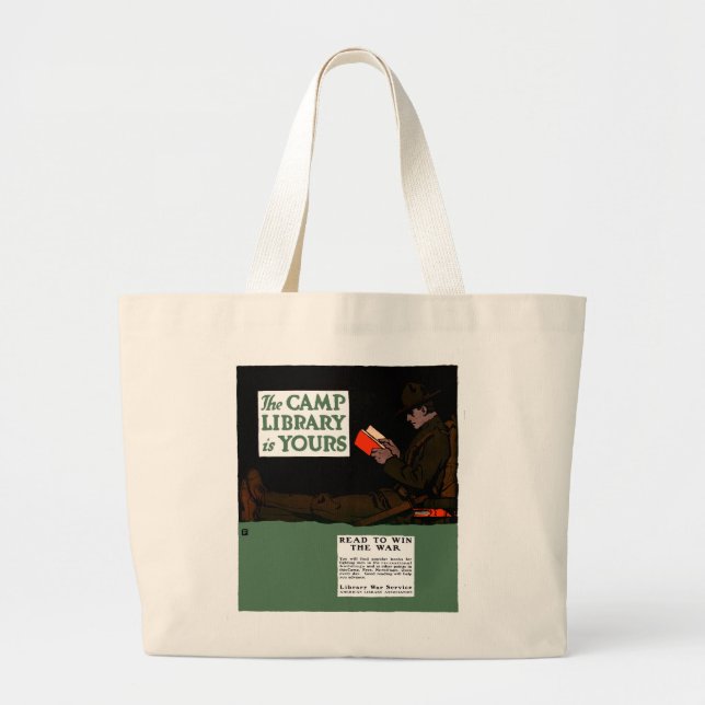 World War I Camp Library 1917 Military  Large Tote Bag (Front)