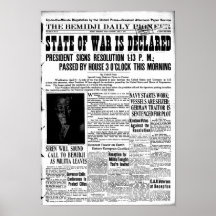 World War I declared - newspaper front page