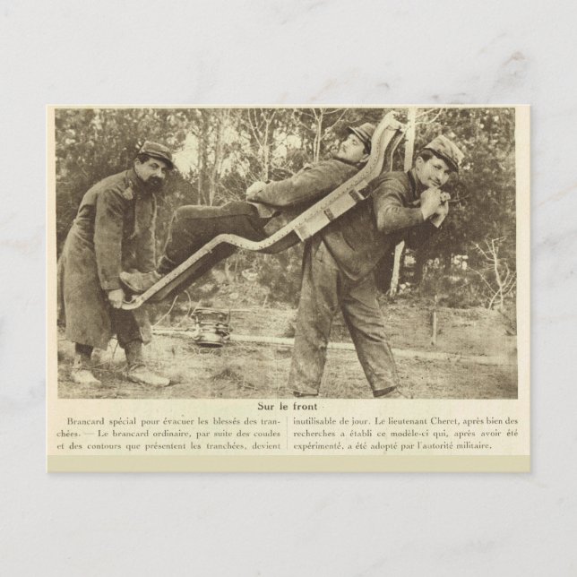 World War I,  France, Transporting the wounded Postcard (Front)
