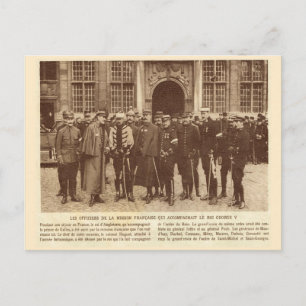 World War I, French Officers meet George V Postcard