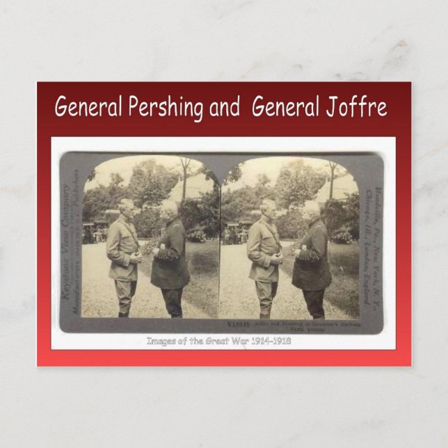 World War I, General Pershing and General Joffre Postcard (Front)