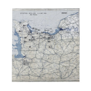 World War II D-Day Map June 6, 1944 Notepad