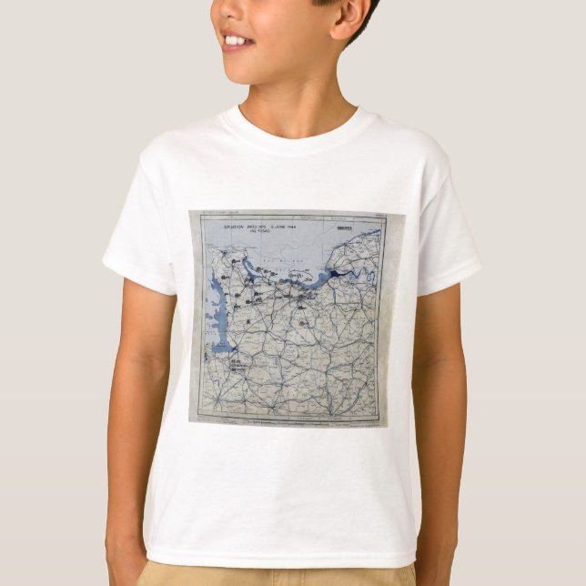 World War II D-Day Map June 6, 1944 T-Shirt (Front)