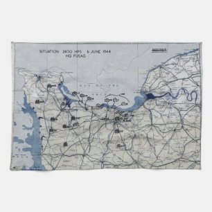 World War II D-Day Map June 6, 1944 Tea Towel
