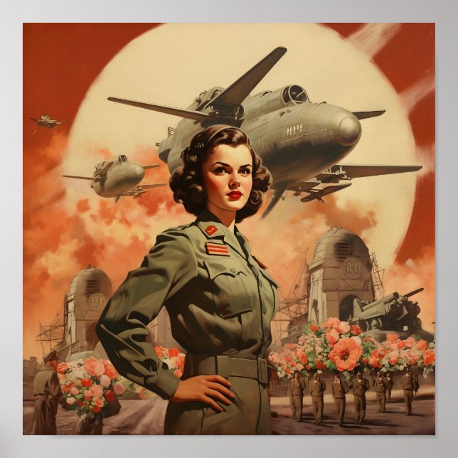 World War II Era Woman in Flight Suit Poster (Front)
