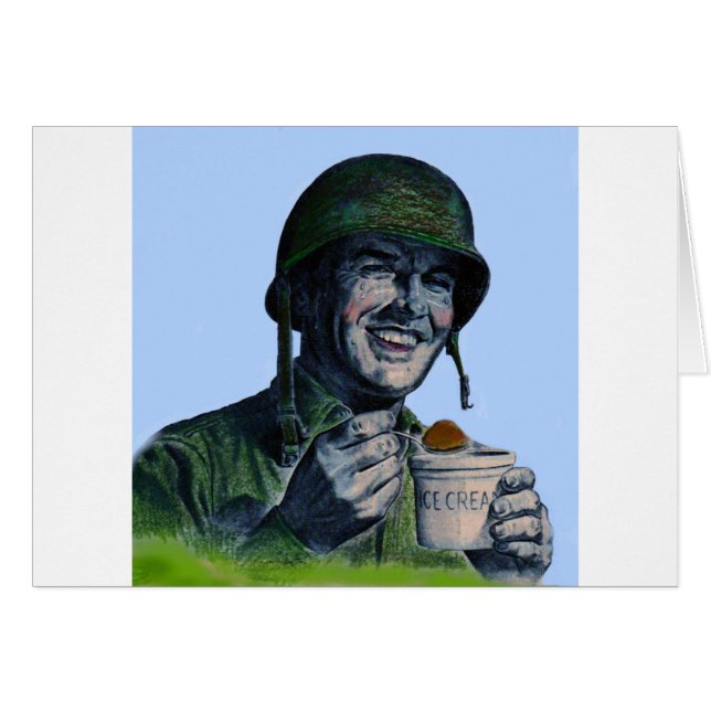World War II GI eating ice cream (Front Horizontal)