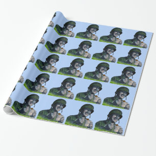 World War II GI eating ice cream Wrapping Paper