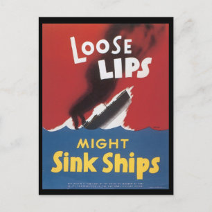 World War II Loose Lips Postcard