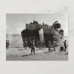 World War II LST on the beach, Anzio Postcard