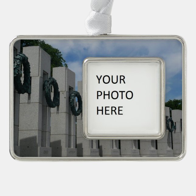 World War II Memorial Wreaths I Silver Plated Framed Ornament (Front)