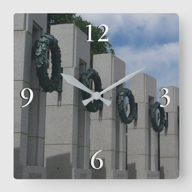 World War II Memorial Wreaths I Square Wall Clock (Front)