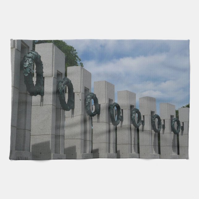World War II Memorial Wreaths I Tea Towel (Horizontal)